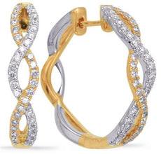 .50CT DIAMOND 14KT TWO TONE GOLD CLASSIC INFINITY LOVE HOOP HANGING EARRINGS