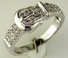 ESTATE .25CT DIAMOND 14KT WHITE GOLD 3D CLASSIC ROUND BELT FUN RING
