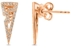 ESTATE .15CT DIAMOND 14KT ROSE GOLD 3D TRIANGULAR FUN HANGING EARRINGS