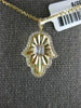 .21CT DIAMOND 14KT YELLOW GOLD 3D ROUND & BAGUETTE HAMSA CHAMSA FLOATING PENDANT