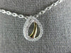 ESTATE .19CT DIAMOND 18KT 2 TONE GOLD 3D TEAR DROP LOVE KNOT FUN PENDANT