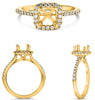 ESTATE .28CT DIAMOND 14KT YELLOW GOLD ROUND SQUARE CLASSIC HALO ENGAGEMENT RING