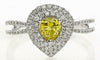 .90CT WHITE & FANCY YELLOW DIAMOND 18K 2 TONE GOLD 3D PEAR SHAPE ENGAGEMENT RING