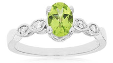 .93CT DIAMOND & AAA PERIDOT 14KT WHITE GOLD 3D OVAL & ROUND FILIGREE LOVE RING