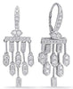 1.20CT DIAMOND 14KT WHITE GOLD 3D ROUND & BAGUETTE CHANDELIER HANGING EARRINGS