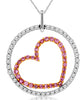 1.8CT DIAMOND & AAA PINK SAPPHIRE 14K 2 TONE GOLD 3D OPEN HEART FLOATING PENDANT