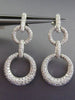 ESTATE 2.90CT DIAMOND 18KT WHITE GOLD CIRCLE OF LIFE GRADUATING HANGING EARRINGS