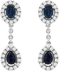 1.16CT DIAMOND & AAA SAPPHIRE 14KT WHITE GOLD OVAL PEAR SHAPE & ROUND EARRINGS