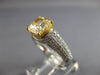 2.75CT WHITE & FANCY YELLOW DIAMOND 18KT 2 TONE GOLD 3D CUSHION ENGAGEMENT RING