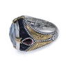 AAA PINK TOURMALINE & MOTHER OF PEARL 18K YELLOW GOLD & 925 SILVER FILIGREE RING