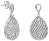 ESTATE .92CT DIAMOND 14KT WHITE GOLD 3D MULTI ROW TEAR DROP FUN HANGING EARRINGS