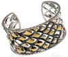 ESTATE LARGE 18KT YELLOW GOLD & 925 SILVER GEOMETRICAL MULTI ROW BANGLE BRACELET