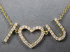 ESTATE .30CT DIAMOND 18KT YELLOW GOLD 3D CLASSIC I LOVE YOU FUN NECKLACE
