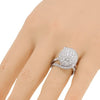 LARGE 5.15CT DIAMOND 18K WHITE GOLD CLUSTER CIRCULAR DOME SHAPE CRISS CROSS RING