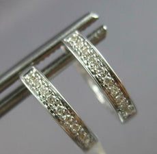 ESTATE .11CT DIAMOND 14KT WHITE GOLD ROUND FILIGREE HUGGIE HOOP HANGING EARRINGS