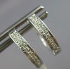 ESTATE .11CT DIAMOND 14KT WHITE GOLD ROUND FILIGREE HUGGIE HOOP HANGING EARRINGS