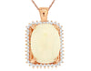 6.50CT DIAMOND & AAA OPAL 14KT ROSE GOLD 3D OVAL & ROUND HALO FLOATING PENDANT