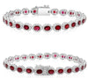 8.25CT DIAMOND & AAA RUBY 14KT WHITE GOLD OVAL & ROUND MULTI FLORAL BRACELET