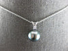 ESTATE .05CT DIAMOND & AAA TAHITIAN PEARL 14KT WHITE GOLD 3D FLOATING PENDANT