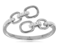 ESTATE .06CT DIAMOND 14KT WHITE GOLD ROUND OVAL LOVE KNOT CRISS CROSS FUN RING