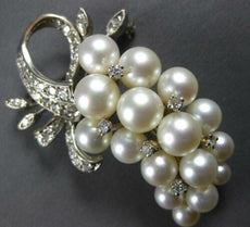 ANTIQUE EXTRA LARGE DIAMOND & AAA SOUTH SEA PEARL 14KT WHITE GOLD PENDANT #27768