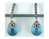 ESTATE 4.15CT DIAMOND & AAA BLUE TOPAZ 14K WHITE GOLD TEAR DROP HANGING EARRINGS