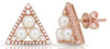 .24CT DIAMOND & AAA SOUTH SEA PEARL 14KT ROSE GOLD 3D TRIANGULAR STUD EARRINGS