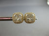 ESTATE 1.29CT DIAMOND 14KT YELLOW GOLD ROUND INVISIBLE SQUARE HALO STUD EARRINGS