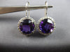 EXTRA LARGE 6.17CT DIAMOND & AAA AMETHYST 14K WHITE GOLD HALO LEVERBACK EARRINGS