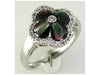 0.15CT DIAMOND & AAA MOTHER OF PEARL 14K WHITE GOLD 3D 4 LEAF CLOVER FLOWER RING