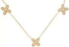 .80CT DIAMOND 14KT YELLOW GOLD 3D FLOWER MULTI LEAF BY THE YARD LOVE NECKLACE