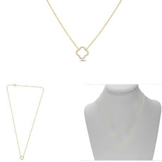 .08CT DIAMOND 14KT YELLOW GOLD 3D CLASSIC OPEN FLOWER ADJUSTABLE LOVE NECKLACE