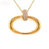 LARGE .23CT DIAMOND 18KT YELLOW GOLD OPEN OVAL LOVE KNOT FUN FLOATING PENDANT