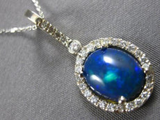 3.25CT DIAMOND & AAA OPAL 14KT WHITE GOLD 3D OVAL & ROUND HALO FLOATING PENDANT