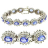 11.12CT DIAMOND & AAA TANZANITE 14KT WHITE GOLD 3D OVAL & ROUND TENNIS BRACELET