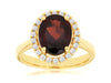 ESTATE 3.0CT DIAMOND & AAA GARNET 14KT YELLOW GOLD 3D OVAL & ROUND HALO FUN RING