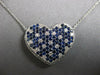 LARGE 3.0CT DIAMOND & AAA SAPPHIRE 14K WHITE GOLD 3D HEART LOVE FLOATING PENDANT