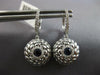 LARGE .61CT DIAMOND & AAA SAPPHIRE 14KT WHITE GOLD ROUND FLORAL HANGING EARRINGS