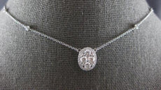 .67CT DIAMOND 14KT WHITE GOLD CLUSTER INVISIBLE OVAL HALO BY THE YARD NECKLACE