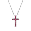 ESTATE .72CT DIAMOND & AAA RUBY 18KT WHITE GOLD CLASSIC CROSS FLOATING PENDANT