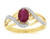 1.0CT DIAMOND & AAA RUBY 14K 2 TONE GOLD OVAL & ROUND CRISS CROSS LOVE KNOT RING