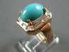 LARGE .80CT DIAMOND & AAA TURQUOISE 14KT ROSE GOLD 3D OVAL & BAGUETTE FUN RING