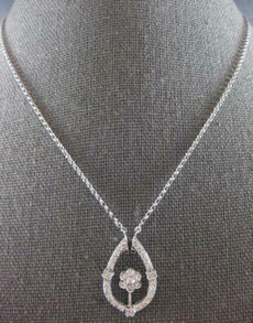 .36CT DIAMOND 18KT WHITE GOLD FLOWER TEAR DROP INTERCHANGEABLE PENDANT NECKLACE