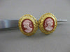 ANTIQUE 14K YELLOW GOLD LADY SHELL CAMEO FILIGREE OMEGA CLIP EARRINGS #20543