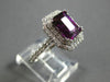 LARGE 4.05CT DIAMOND & AAA RHODOLITE 14KT WHITE GOLD DOUBLE HALO ENGAGEMENT RING