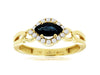 .89CT DIAMOND & AAA SAPPHIRE 14K YELLOW GOLD 3D MARQUISE LUCKY EVIL EYE FUN RING
