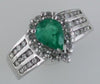 2.20CT DIAMOND & AAA EMERALD 14KT WHITE GOLD PEAR SHAPE & ROUND ENGAGEMENT RING