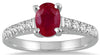 1.23CT DIAMOND & AAA RUBY 14KT WHITE GOLD CLASSIC OVAL & ROUND ENGAGEMENT RING