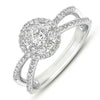 ESTATE .72CT DIAMOND 14KT WHITE GOLD CLASSIC ROUND FLOWER CRISS CROSS LOVE RING