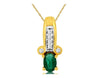 .55CT DIAMOND & EMERALD 14K 2 TONE GOLD 3D OVAL & ROUND BAR FUN FLOATING PENDANT